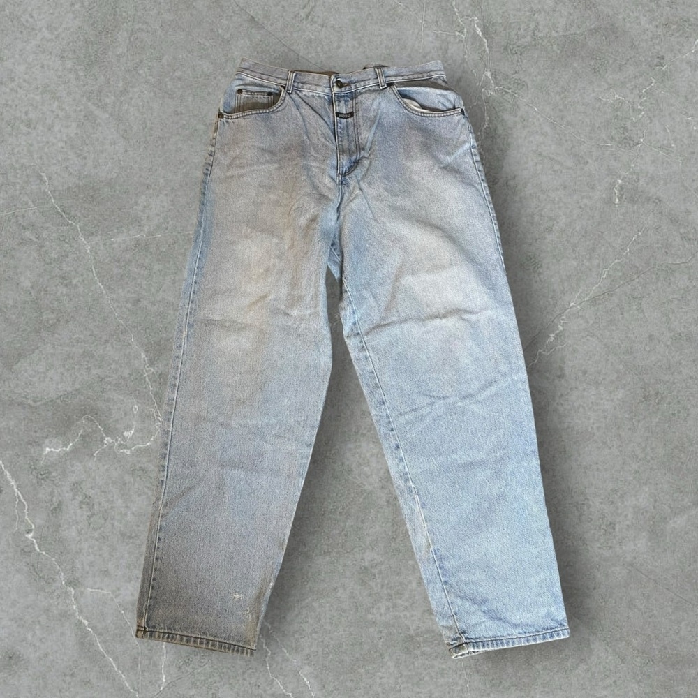 Vintage Y2K Boss Jeans Mens 36x36 Blue Baggy Loose Skater Embroidered Wide‎ Leg
